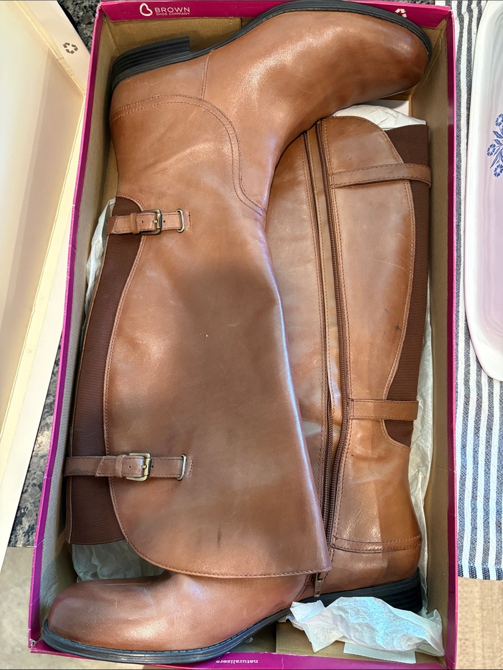 Naturalizer Brown Leather Knee Boots